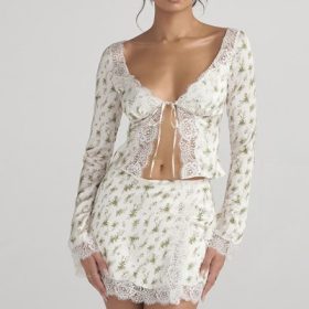 Noemie Garden Print Lace Trim Mini Skirt - Image 5