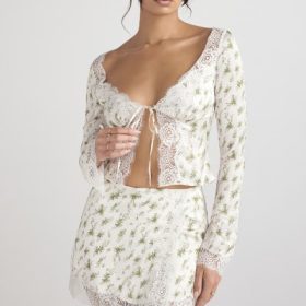 Noemie Garden Print Lace Trim Mini Skirt - Image 10