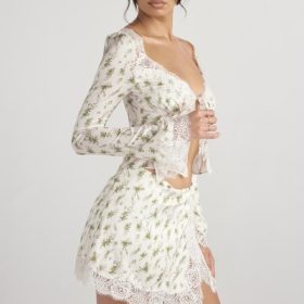 Noemie Garden Print Lace Trim Mini Skirt - Image 11