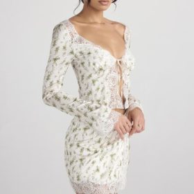 Noemie Garden Print Lace Trim Mini Skirt - Image 12
