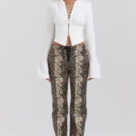 Serina Snake Print Vegan Leather Trousers - Image 7