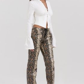Serina Snake Print Vegan Leather Trousers - Image 9