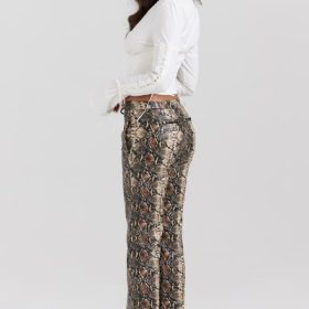 Serina Snake Print Vegan Leather Trousers - Image 10