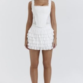 Fifi White Layered Mini Skirt - Image 7