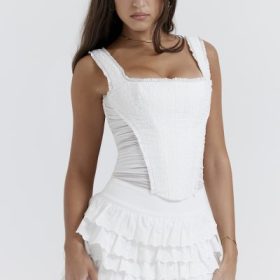 Fifi White Layered Mini Skirt - Image 8