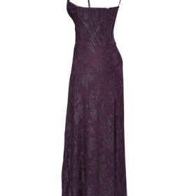 Esme Grape Lurex Chiffon Maxi Dress - Image 3