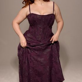 Esme Grape Lurex Chiffon Maxi Dress - Image 11