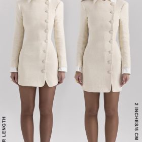 Leoni Cream Boucle Tweed Mini Dress
