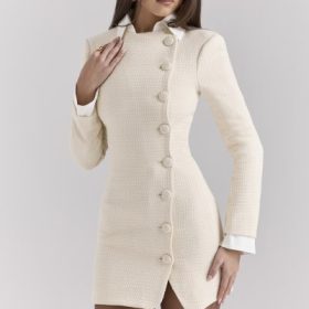 Leoni Cream Boucle Tweed Mini Dress - Image 8