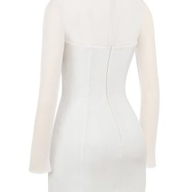 Holly White Plunge Mini Dress - Image 3