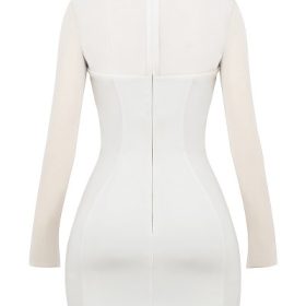 Holly White Plunge Mini Dress - Image 4