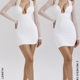 Holly White Plunge Mini Dress - Image 10