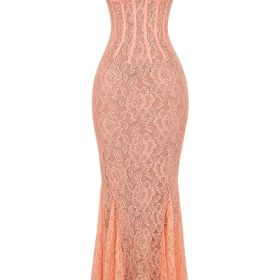 Cordelia Sorbet Lace Godet Maxi Dress - Image 2