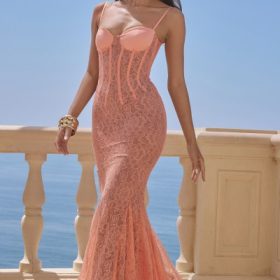 Cordelia Sorbet Lace Godet Maxi Dress - Image 5