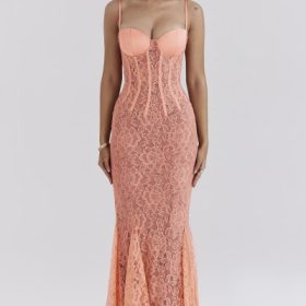 Cordelia Sorbet Lace Godet Maxi Dress - Image 6