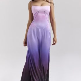 Anabella Ombre Print Lace Up Maxi Dress - Image 5