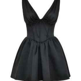 Emmeliette Black Satin Mini Dress - Image 2