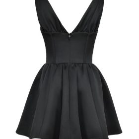 Emmeliette Black Satin Mini Dress - Image 4