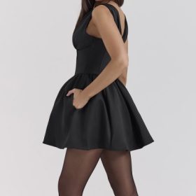 Emmeliette Black Satin Mini Dress - Image 11