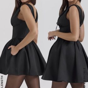 Emmeliette Black Satin Mini Dress - Image 13