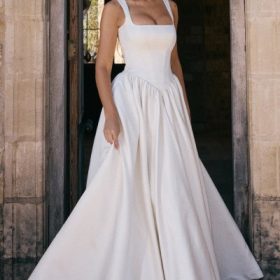 Lillianna Ivory Italian Satin Corset Bridal Gown - Image 13