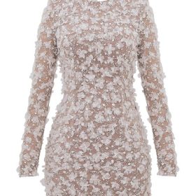 Alize White Floral Appliqu?? Backless Mini Bridal Gown - Image 2