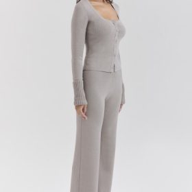Aspen Grey Cashmere Ribbed Cuff Jacket