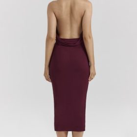 Florentina Merlot Draped Midi Dress