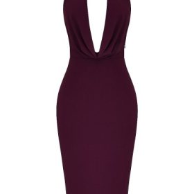 Florentina Merlot Draped Midi Dress - Image 2
