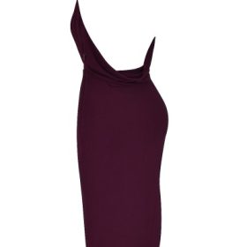 Florentina Merlot Draped Midi Dress - Image 3