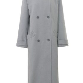 Sander Grey Double Breasted Funnel Neck Coat - Image 2