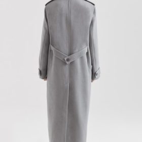 Sander Grey Double Breasted Funnel Neck Coat - Image 13