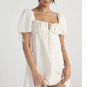 Princess Ivory Georgette Mini Dress - Image 8