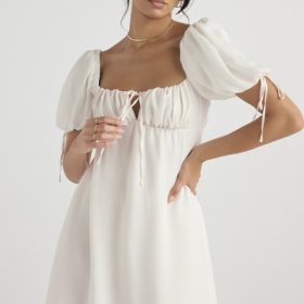 Princess Ivory Georgette Mini Dress - Image 9