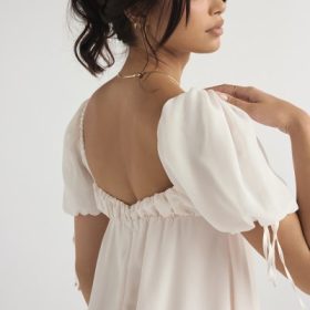 Princess Ivory Georgette Mini Dress - Image 13