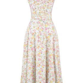 Carmen Pale Blue Meadow Print Cotton Bustier Sundress - Image 4