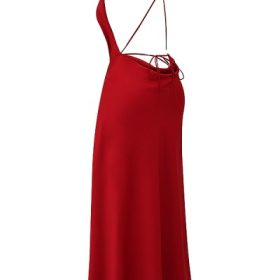 Zanab Red Rose Thigh Slit Maxi Dress - Image 3