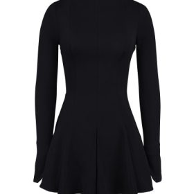 Francesca Black Stretch Crepe Godet Mini Dress - Image 2