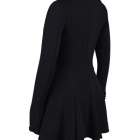 Francesca Black Stretch Crepe Godet Mini Dress - Image 3