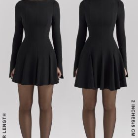 Francesca Black Stretch Crepe Godet Mini Dress - Image 11