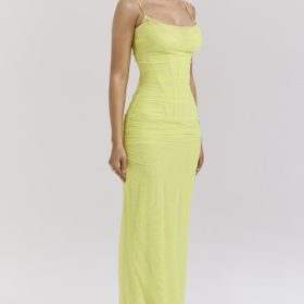 Nalini Acid Lime Corset Maxi Dress - Image 8
