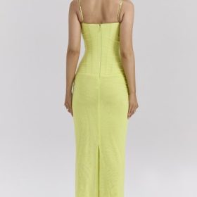 Nalini Acid Lime Corset Maxi Dress - Image 9