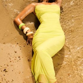 Nalini Acid Lime Corset Maxi Dress - Image 11