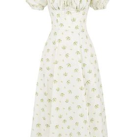 Tallulah Ivory Floral Puff Sleeve Midi Dress - Image 2