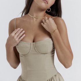 Samaria Taupe Corset Sundress - Image 10
