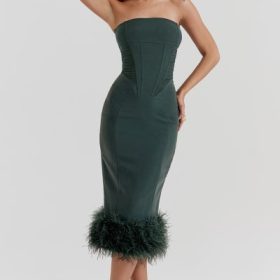Fionula Emerald Green Strapless Corset Dress - Image 7