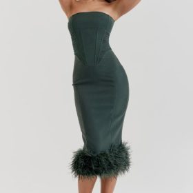Fionula Emerald Green Strapless Corset Dress - Image 8