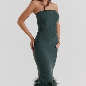 Fionula Emerald Green Strapless Corset Dress - Image 9