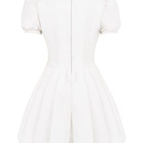 Imani White Pleated Cotton Mini Dress - Image 4