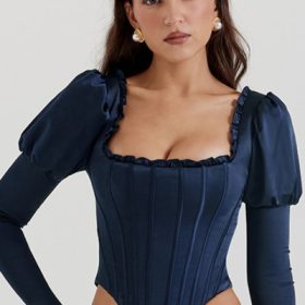 Dana Navy Puff Sleeve Corset - Image 5